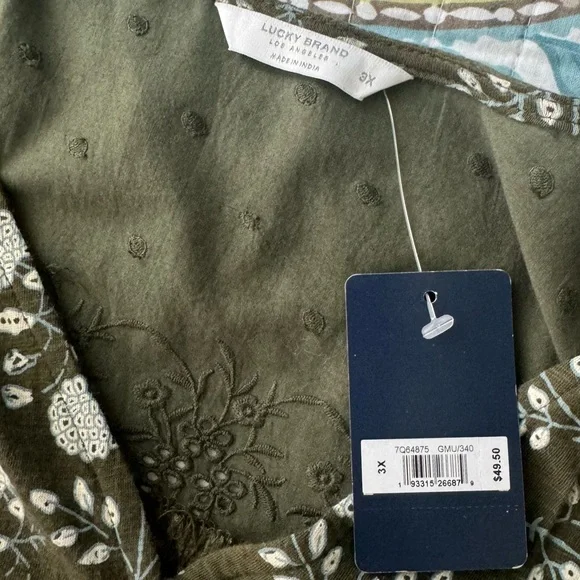 Lucky Brand Green Floral Print Tank Top - Sz 3X - Picture 7 of 8